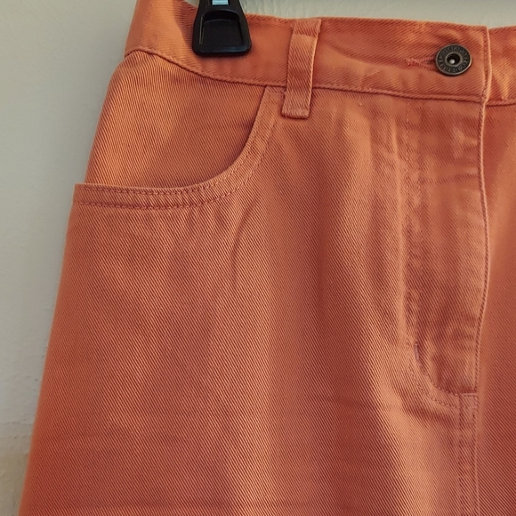 Long denim jean skirt with fringed hem - Picture 2 of 4